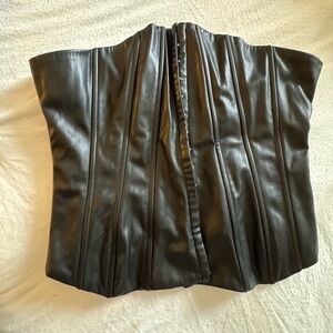 Black Faux Leather Corset Top
